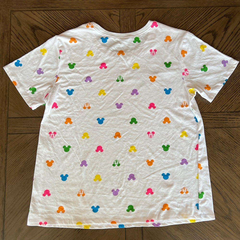 Disney Tee Shirt White with rainbow Mickey Mouse Faces  Size XXL